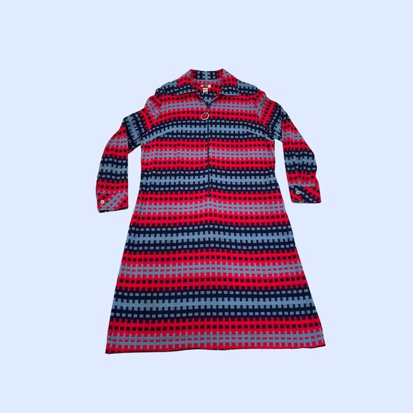 Vintage 1960s Lord & Taylor shift dress w/ geometric patterns and a front zipper - Picture 1 of 8